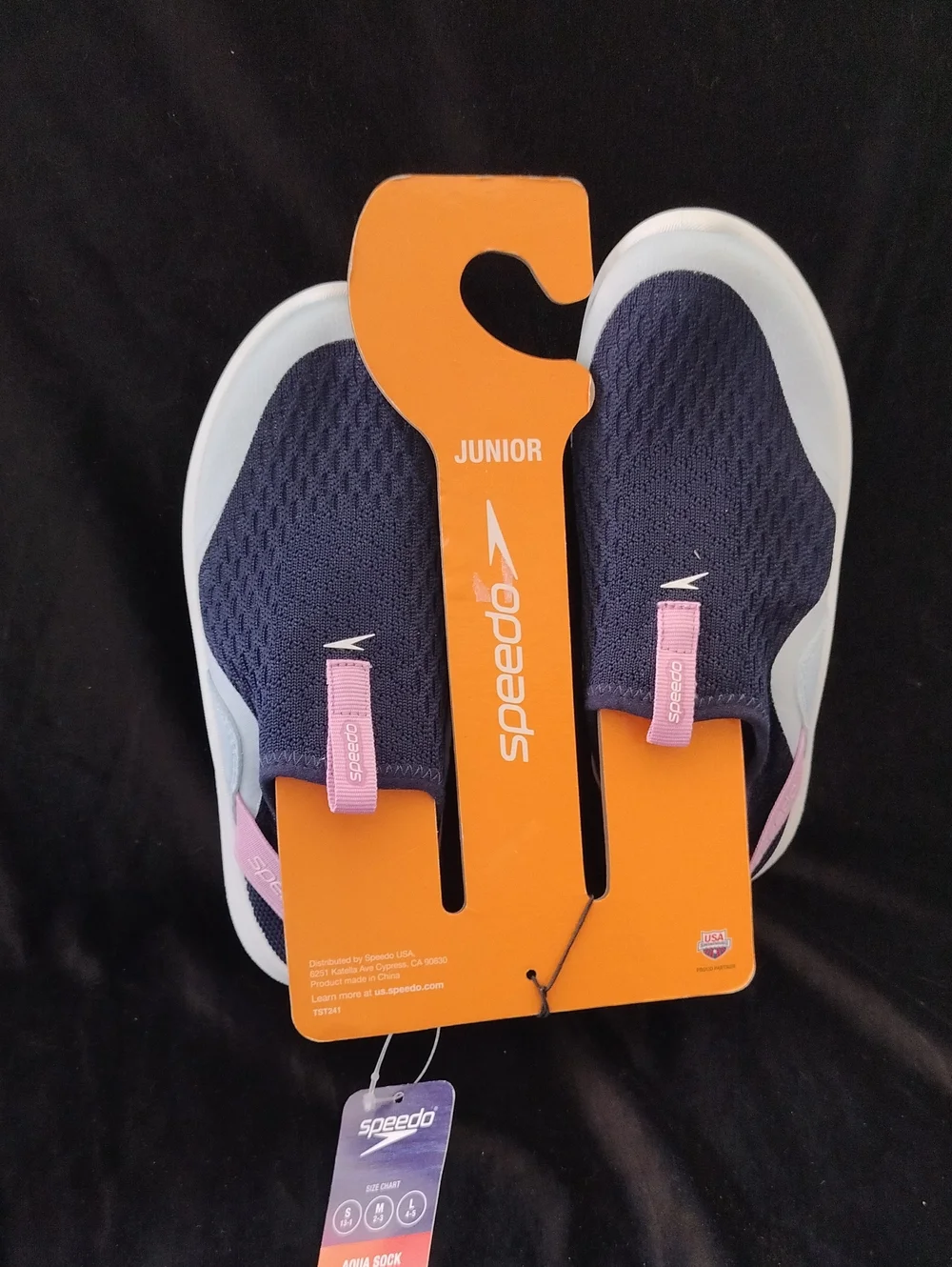 Speedo Junior Water Shoes feature a design on a blue mesh